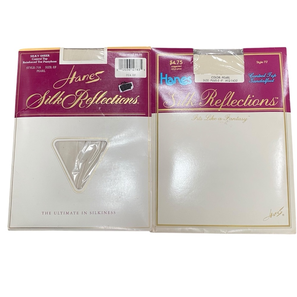 Vintage Hanes Silk Reflections Silky Sheer control top pantyhose sz EF Lot of 2